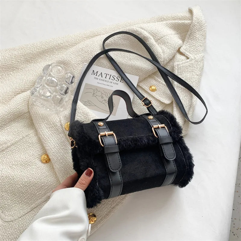 Winter Crossbody Bags for Women Shoulder Bag New Lamb Plush Velvet Bag Lady Small Square Handbag French Korea Style ショルダーウォレット